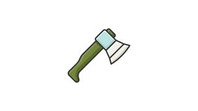 axe icon animation video, ax or hatchet icon flat design motion graphic animation, 4k alpha channel video, seamless looping
