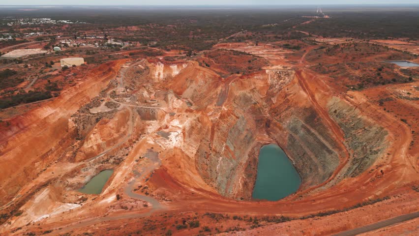 aerial view over a mine pit in Kalgoorlie Boulder during the day, australian mining city in Western Australia