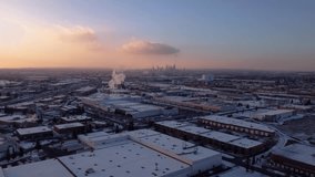 Industrial winter view with downtown skyscrapers in the background - Powered by Shutterstock - Get 15% off with code: PIKWIZARD15