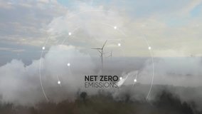 Net zero concept.Alternative energy.Green energy .Wind turbines renewable energy, production with clean and renewable energy, view of a wind farm for generating electricity.4k video
