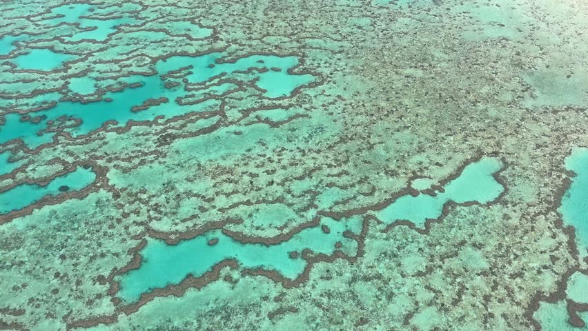 Aerial 4K of Great Barrier Reef in Queensland, Australia in December 2022