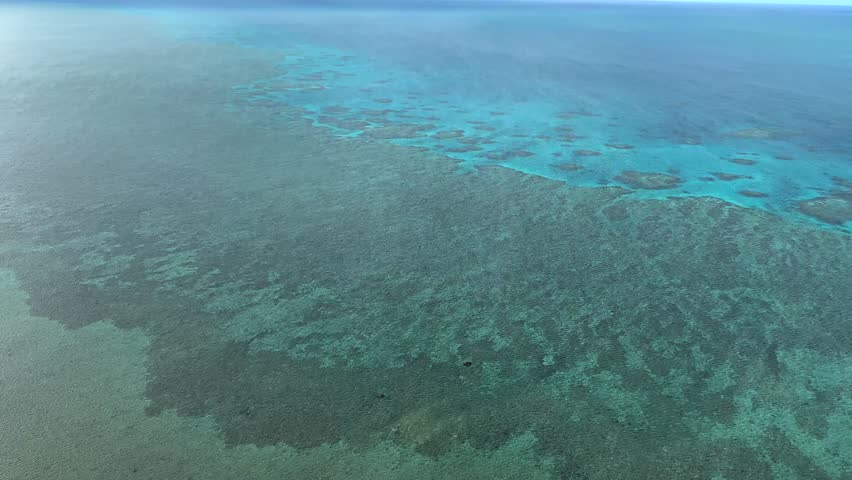 Aerial 4K of Great Barrier Reef in Queensland, Australia in December 2022