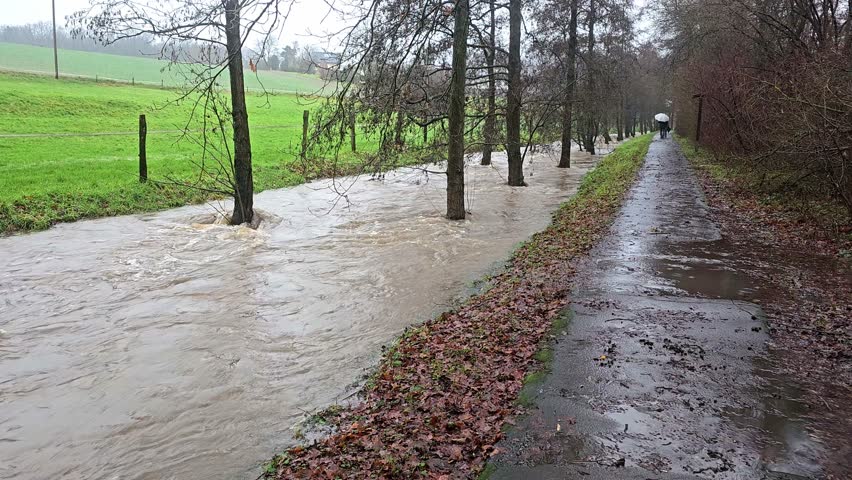 Natural river dynamics. water masses after rainfal