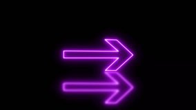 Abstract directional neon arrow icon animation.
