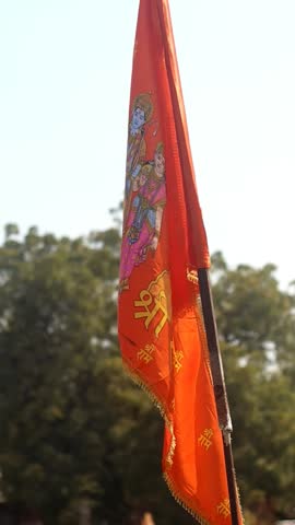 Hindu flag Jai shree ram, orange colour flag Royalty-Free Stock Footage #3447681941