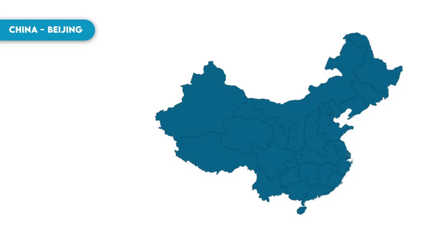 Beijing Map, highlighted in the country China, resign of China, China map. mp4, world map, country, political, government, China map. continent, footage, zoomed, Royalty-Free Stock Footage #3447765859