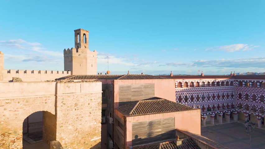 High square, Badajoz and Torre Espantaperros, Spain . Public square and open