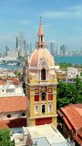 Traditional Cartagena city with modern part in the background.
