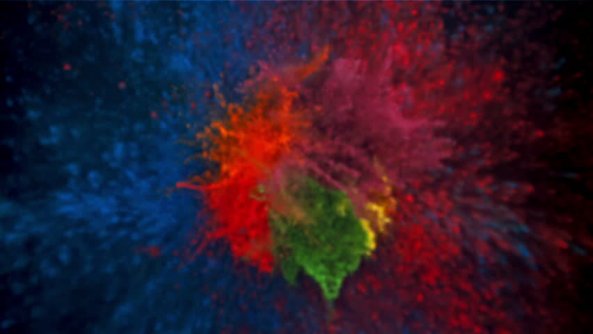 Super slow motion explosion of color powder. Filmed on a high-speed camera at 1000 fps. High quality FullHD footage