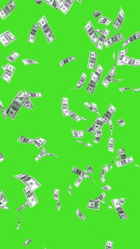 100 Dollar Bills Green Screen. Rain Effects. 3D Animation Money Rain, business animation Money, effects production background. Vertical video. Arkistovideo