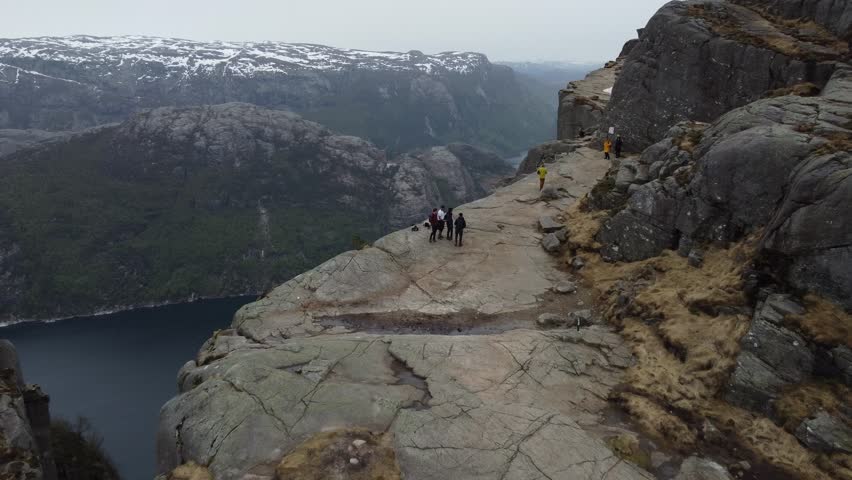High Angle View of Idyllic Landscape with Preikestolen and Lysefjord in Norway