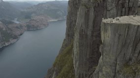 High Angle View of Idyllic Landscape with Preikestolen and Lysefjord in Norway