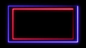 Abstract beautiful neon rectangle frame background animation 4k video.