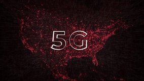 5G Mobile Network Technology motion graphic in front of red american map. Modern digital animation of network in USA on black background. - Powered by Shutterstock - Get 15% off with code: PIKWIZARD15