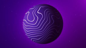 Abstract shiny purple sphere with flowing white glowing waves on the surface.A futuristic orb with soft wave movement on neon background. 4k 60fps video loop. - Powered by Shutterstock - Get 15% off with code: PIKWIZARD15