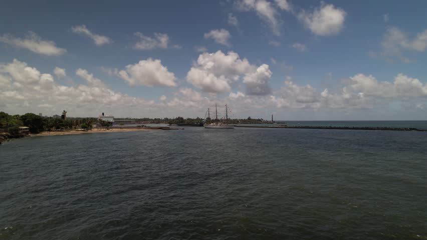 ARA Libertad Sailing Ship School Vessel, Argentine Navy, Leaving Port of Santo Domingo