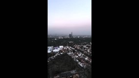 Vertical drone video of Torre Mitikah Sur in Coyoacan, CDMX
