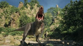 super cool 3d T-Rex in the forest - Powered by Shutterstock - Get 15% off with code: PIKWIZARD15