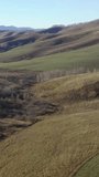 Vertical video  of Autumn Altai landscape from the height of bird flight. Video from drone flying over the  hills.
