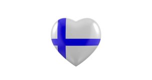 Pulsating Finland flag heart on a white background.