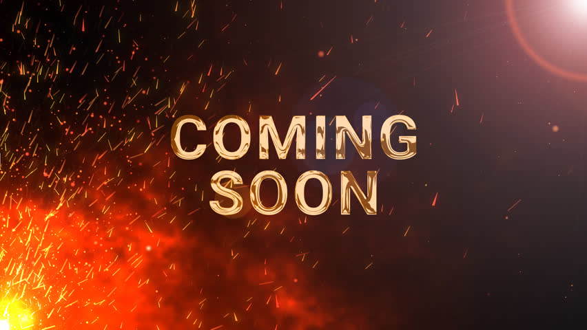 coming soon sign. movie trailer coming soon text reveal with particle in gold color. 4k video animated text for cinema trailer.