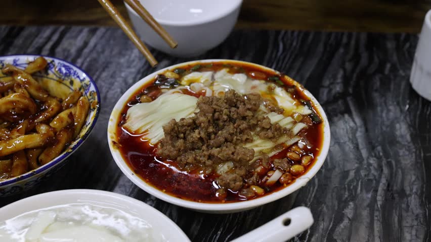 Chinese Street Food Sichuan Spicy 4K Slow Motion