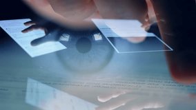 Technology, business or hacking  concept Close up of hands typing text on tablet keyboard device and touching the screen. Social media interface Digital Touch monitor new generation technology - Powered by Shutterstock - Get 15% off with code: PIKWIZARD15