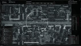 Futuristic Sci fi software is examining the planet map. Sci fi software is scanning the selected territory. Spying Sci fi software connecting to the satellite camera flying above the area. Interface. - Powered by Shutterstock - Get 15% off with code: PIKWIZARD15