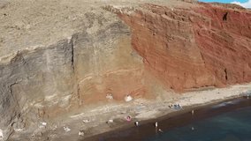 4k Drone aerial view of a beautiful Red Beach