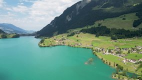 4K Drone Shot of Lake Lunger, Lunger, Switzerland