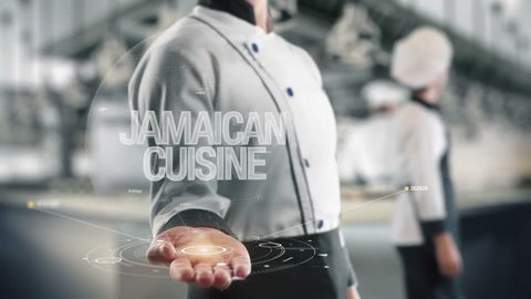 Chef holding in hand Jamaican Cuisine