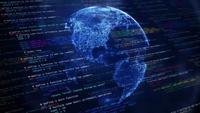 Digital Codes and Global Connectivity: Business Technology on a Blue Globe Map - Powered by Shutterstock - Get 15% off with code: PIKWIZARD15