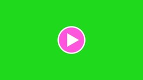 Animated play icon on green screen and white screen. white pink and green black play icon