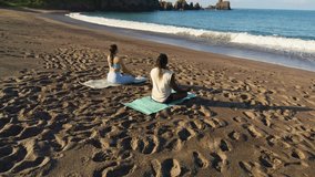 Couple Meditation on a Peaceful Beach Beautiful Video