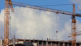 Working Construction Cranes - Timelapse Video