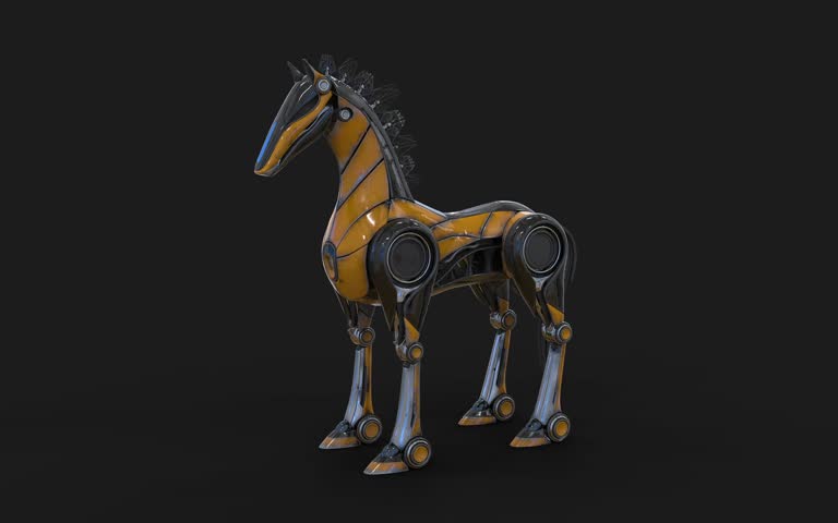 
Character 3d render robot horse animation