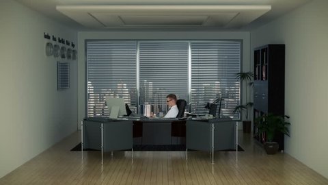 Businessman In Office Writing On Videos De Stock 100 Libres De Droit 3265405 Shutterstock