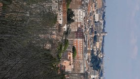 Vertical video. Panorama of Rome. View from Gianikolo. Rome, Italy
