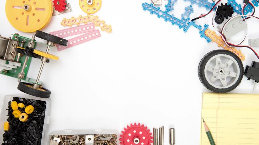 STEM or DIY science Kit set white background. Copy Space.