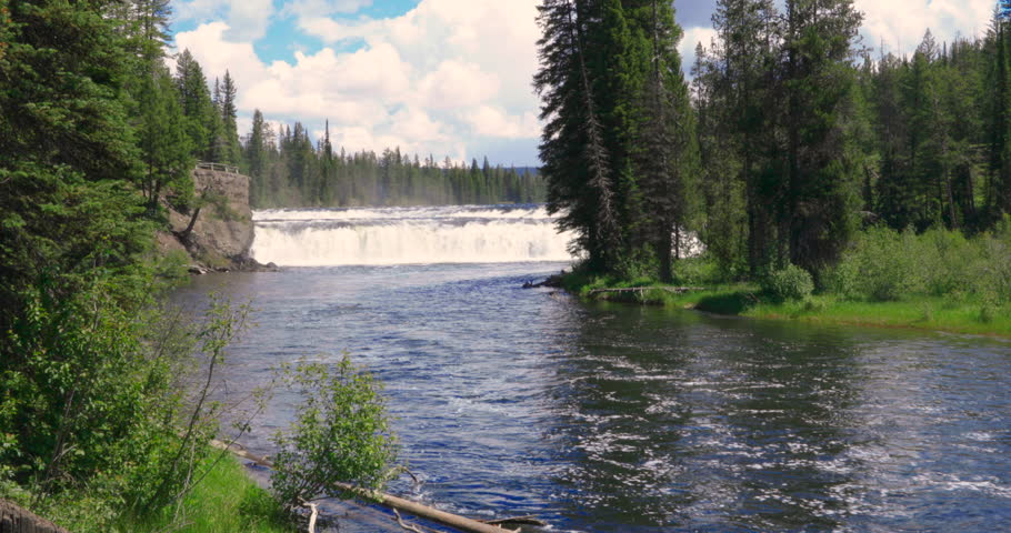 Picturesque Waterfall in Montana Wilderness National Park, Static Real-Time