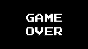 Game Over text animation with a glitch effect. Cyberpunk text with an old TV distortion effect. Retro, vintage 8-bit game style. - Powered by Shutterstock - Get 15% off with code: PIKWIZARD15