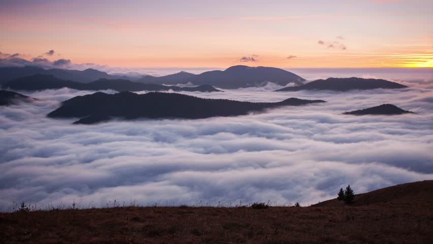 Time lapse of mountain landcape above clouds, nice nature - Slovakia