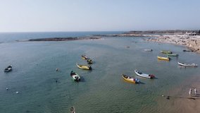 Aerial footage of the beautiful coastline of Tel Dor Israel