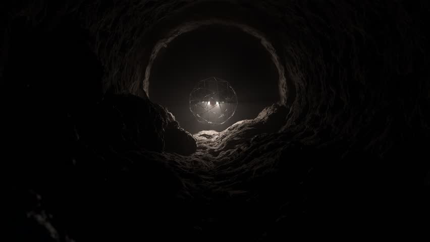 Carbon fiber-clad drone featuring a protective cover, expertly navigating confined spaces, inspecting dark caves or tunnels, and efficiently lighting its path for enhanced security and exploration.