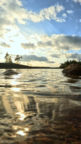 Picturesque Lake Meiko in Southern Finland at sunset