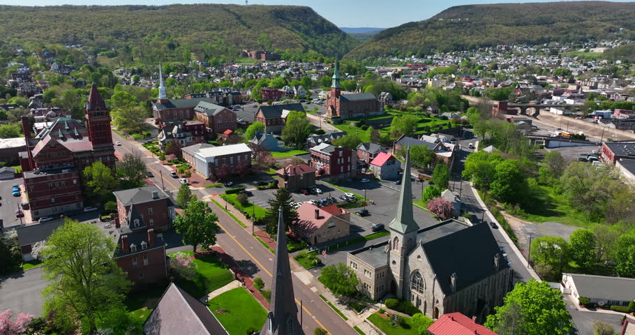 Historic district in Cumberland MD, USA. Western Maryland city in population decline, once famous waterway canal transportation hub.