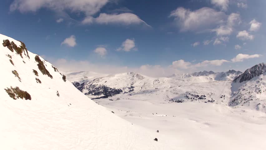Snow Mountains Clouds Timelapse, Andorra, Pyrenees.
