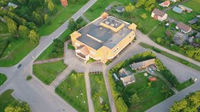 Aerial 4K video from drone to of Viesite city center . Viesite ,Jekabpils ,Latvija (Series)