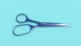 Scissors isolated light blue background animation video