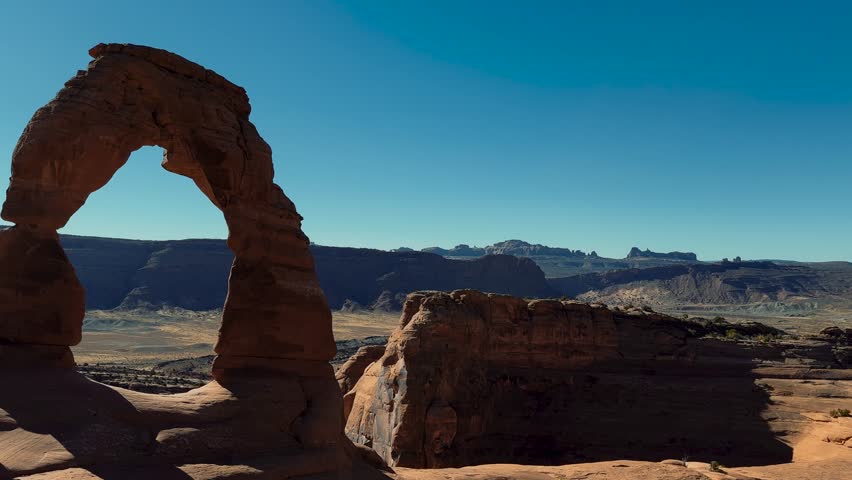 Delicate Arch, Arches National Park. Famous rock formation landmark in Utah.